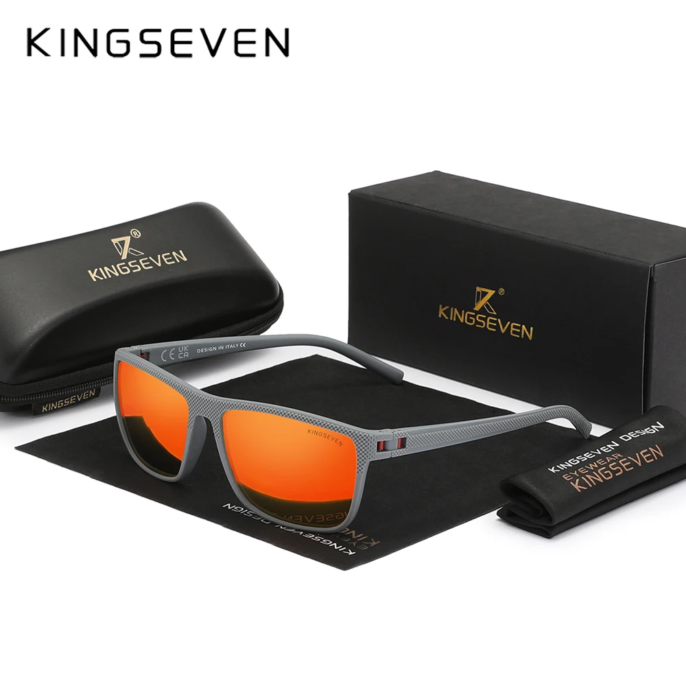 

KINGSEVEN Design Sunglasse For Men Mirror Lens UV400 Polarization HD TAC Glasses Graininess Non-slip TR90 Frame Eyewear Fishing