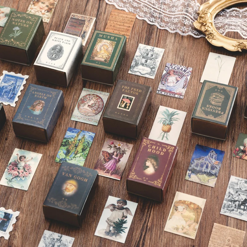 100pcs/box Retro Vintage Story Kraft Paper Scrapbooking/Card Making/Journaling DIY Deco Stationery LOMO Cards Notepad Notes