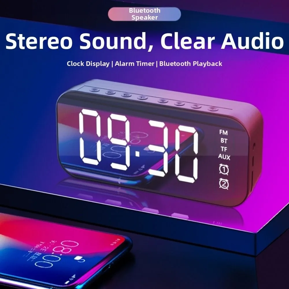 Large LED Screen LED Mirror Screen Alarm Clock Digital Display Dual Alarm Digital Clock Smart Portable FM Radio Clock Travel