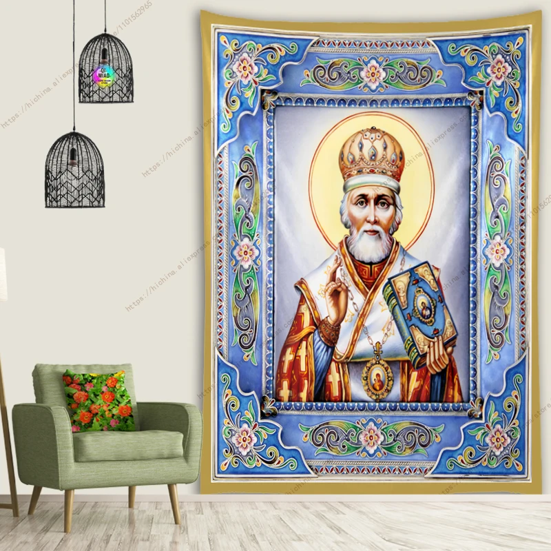 Christus-Ikone Katholischer Orthodoxer Wandteppich Jesus Ester Wandbehang Boho Ästhetische Raumdekoration Schlafzimmer Weihnachtshintergrund Dekor – Detail 8