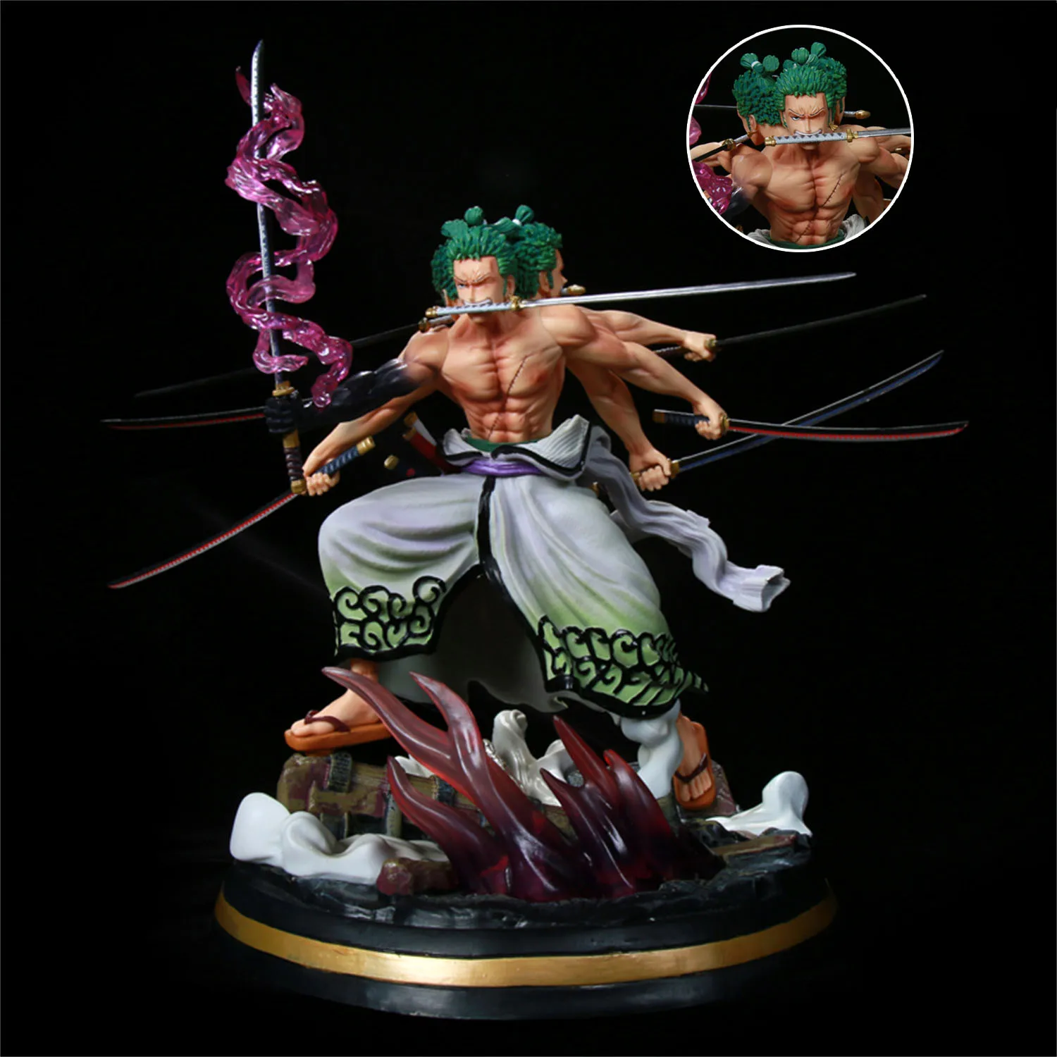 31cm One Piece Anime Roronoa Zoro Wano Country Nine Knives Flow Shura