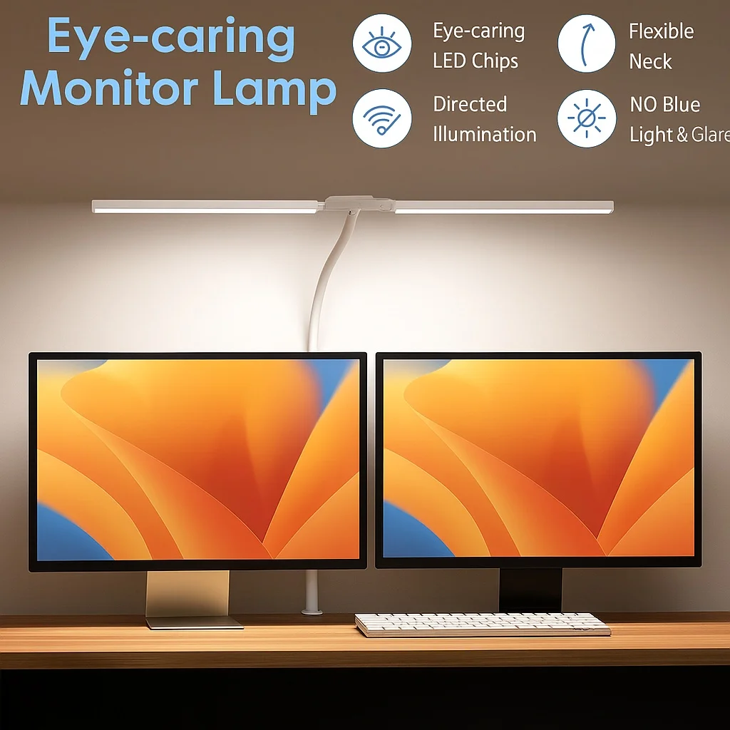 Double Single Head Led Clip Desk Lamp Dimmable Computer Table Lamps Monitor Light Architect Table Lamp for Office Reading Lights