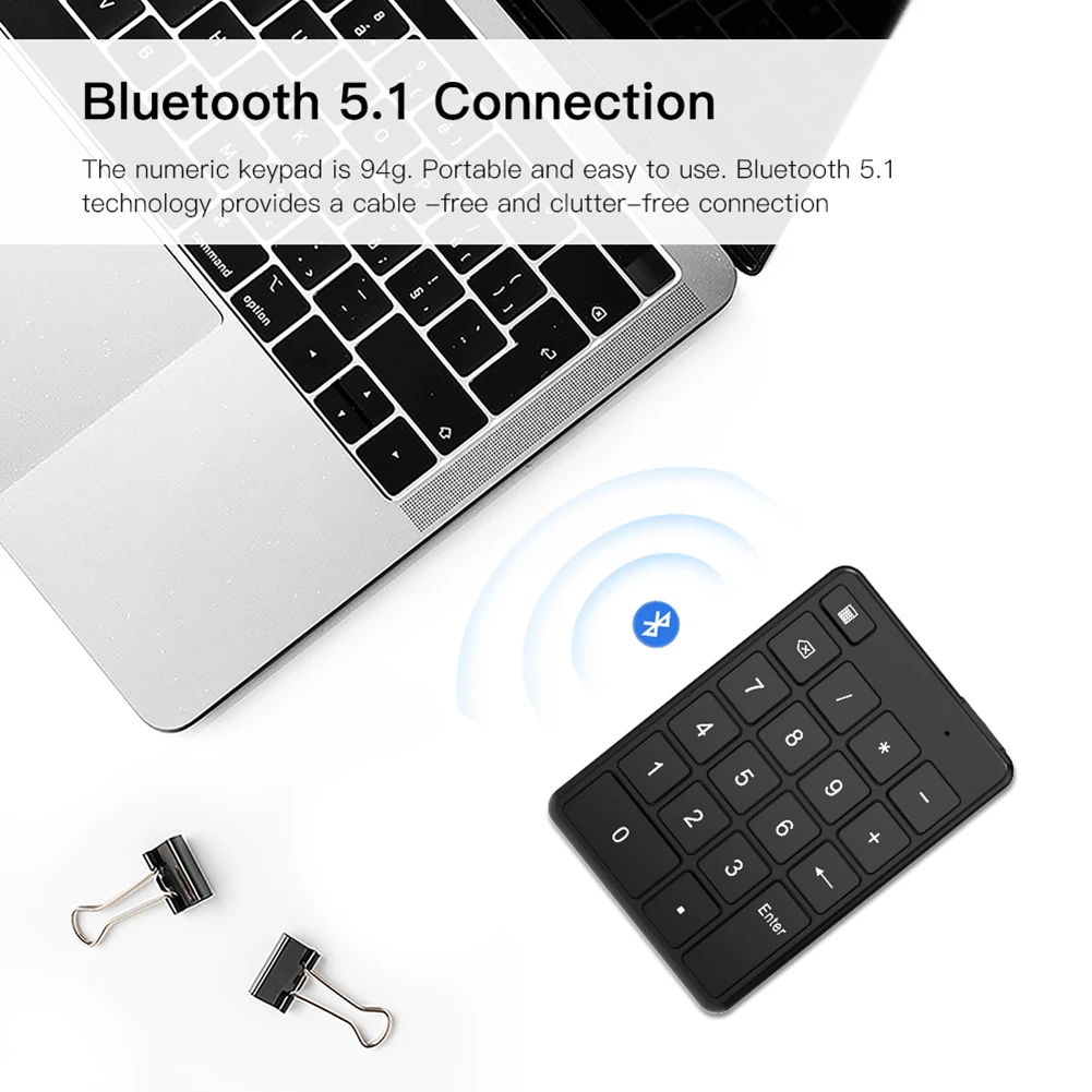 Financial Accounting Number Keyboard BT5.0 Numeric Keypad Button Cell Battery Wireless Keyboard Digital for Laptop Compute ﻿