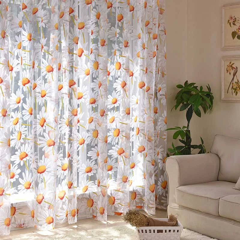 Cortinas de tul con estampado Floral para ventana, de estar moderno visillo de lujo para, dormitorio, cocina|Cortinas| - AliExpress