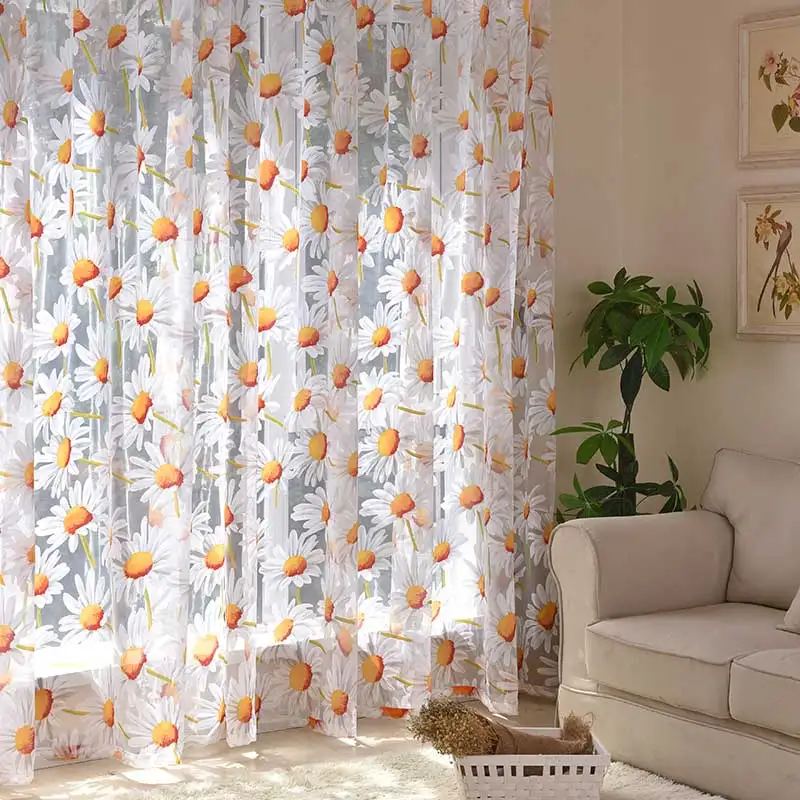 Window New Curtains For Living Room Floral Sheer Tulle For Bedroom Modern Drapes 