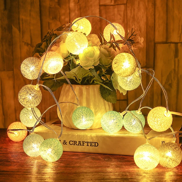 Led Fairy Lights Cotton Balls Battery Operated M 20 Led, 41 OFF