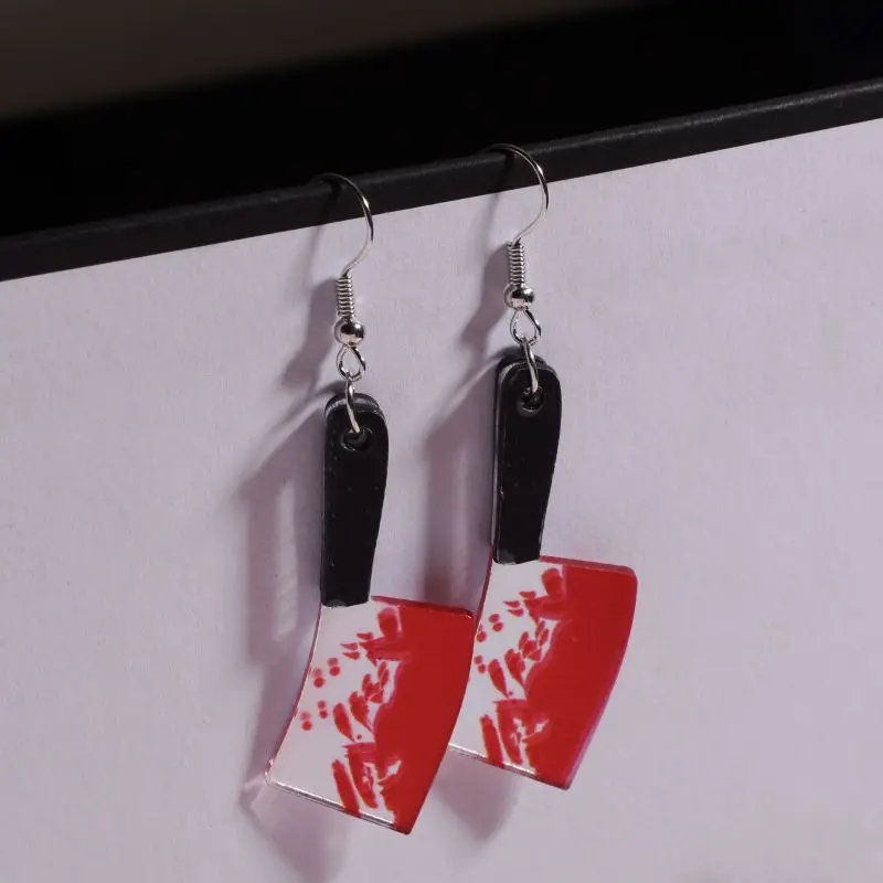 Blood Knife Dangle Earrings For Women Men Gothic Acrylic Earring Trendy Funny Halloween Party Jewelry Terror Ear Accessories