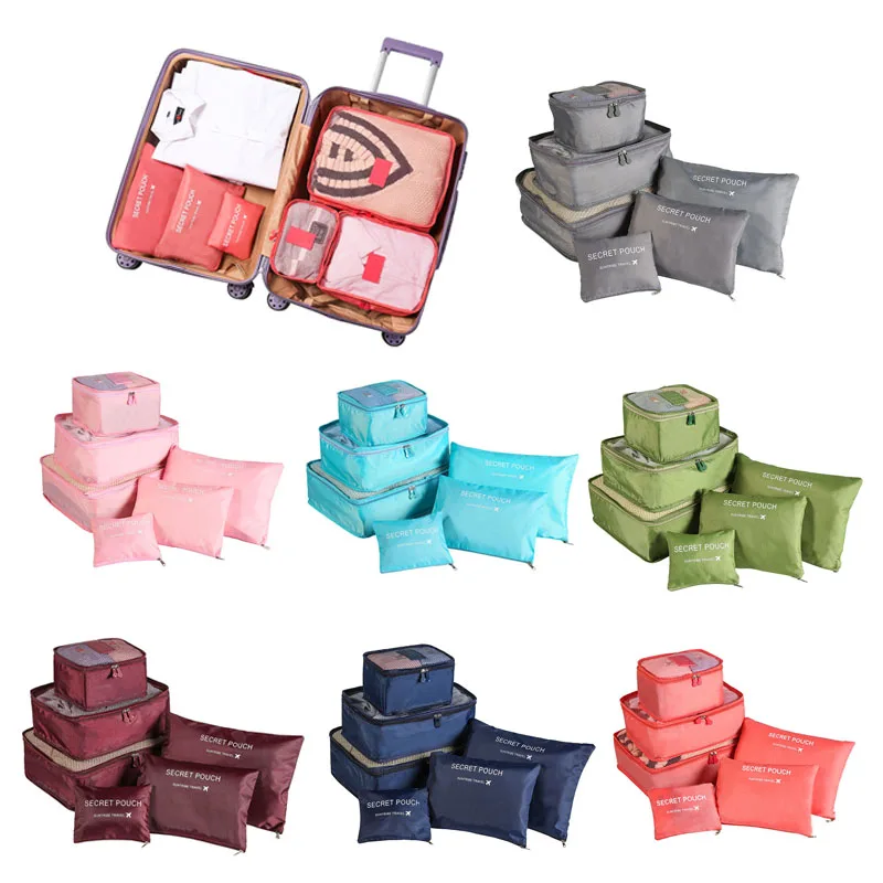 

6pcs Set Travel Storage Bags Suitcase Packing Set Storage Cases Portable Luggage Organizer Clothes Shoe Foldable Organizer