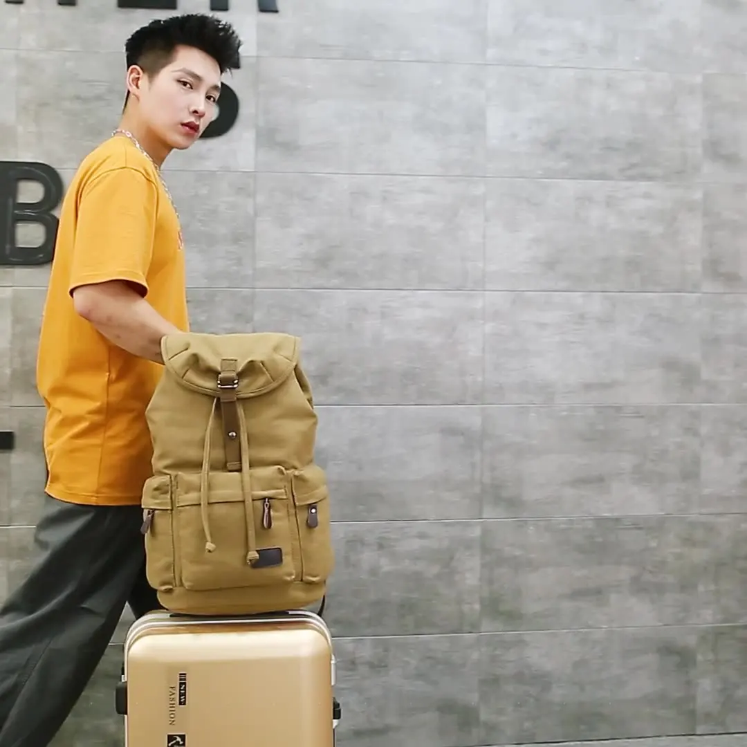 New Men's Backpack High Quality Trendy Canvas Backpack Large Capacity Outdoor Leisure Travel Designer Wear-Resistant Backpack