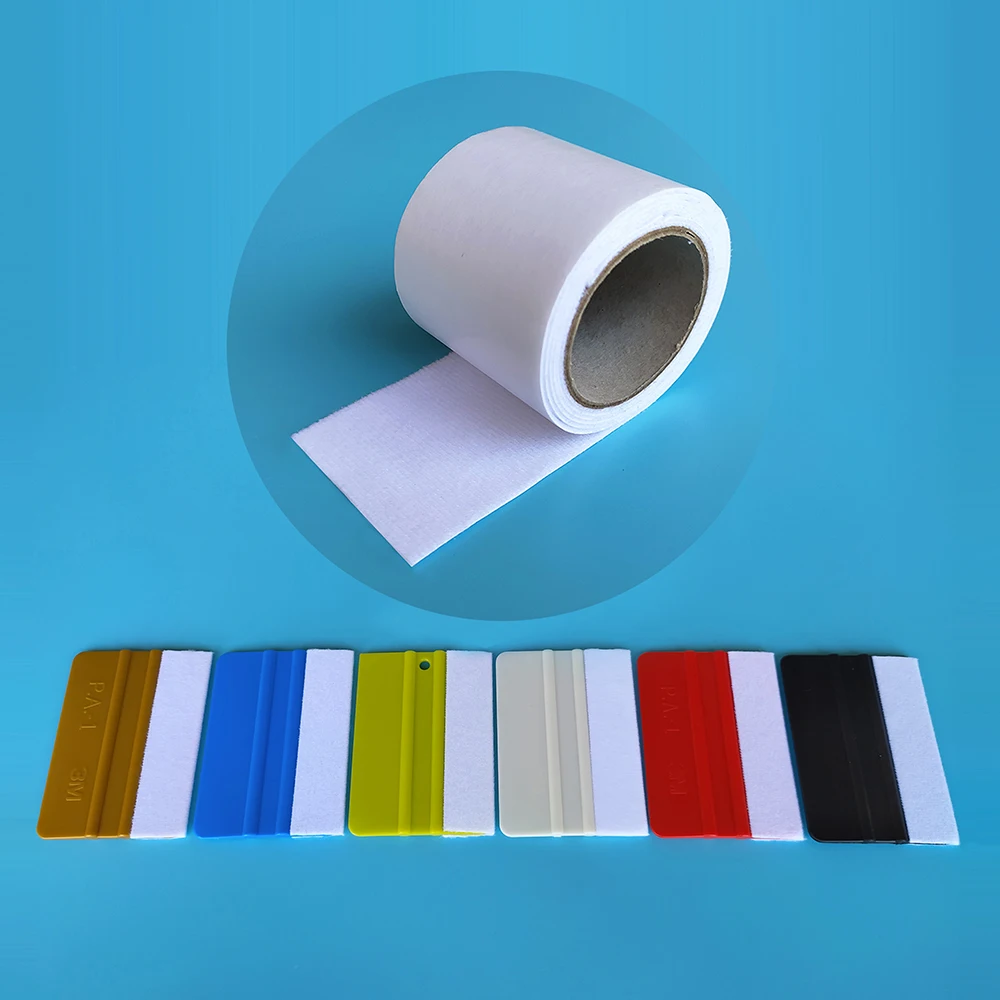 10pcs Black Cloth With Self Adhesive Glue For Squeegee Car Vinyl Film Wrapping Scraper
