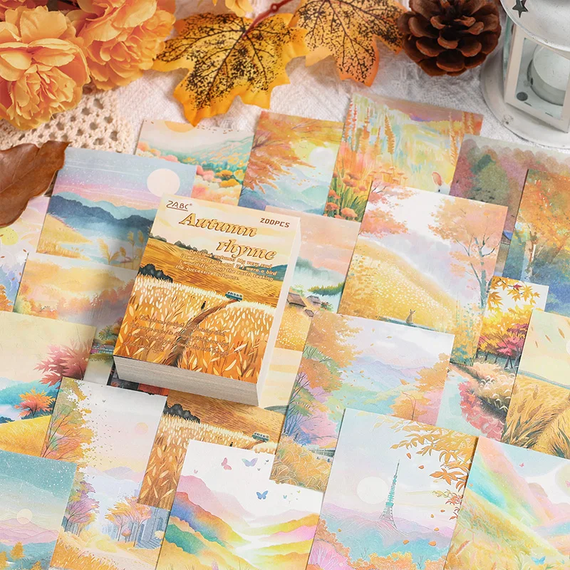 Scrapbooking Material Four Seasons Landscape material paper 200 sheet Decor Diary Album Background paper junk journal supplies