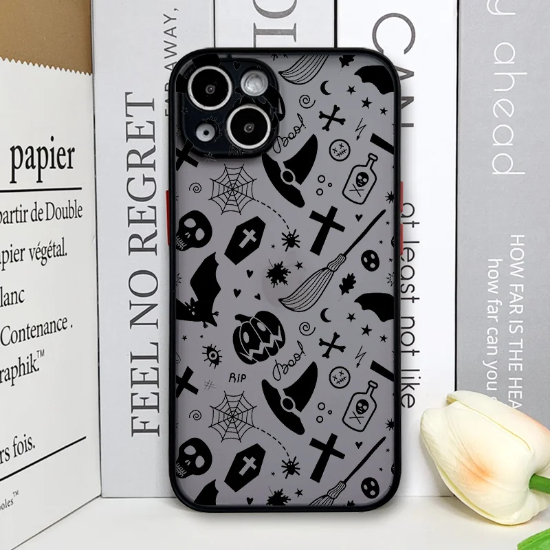 Whimsical Halloween Pumpkin & Ghost Pattern Phone Case Back Cover