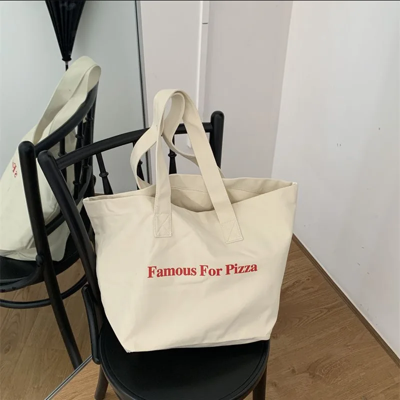 Women Extra Large Canvas Shopping Bag Ladies Special Designer Letters Print Handbags Girl's EcoTotes Students Book Shoulder Bag