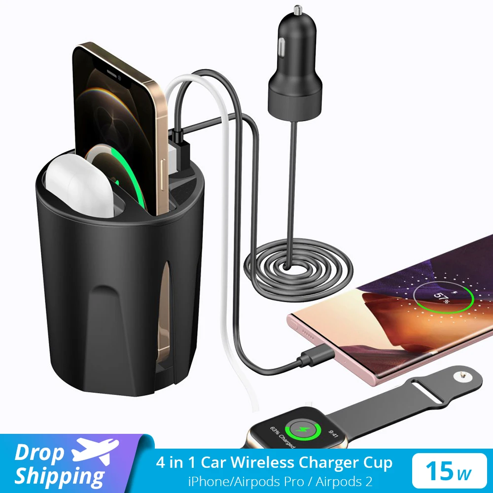 Integreren bouwer Vorm van het schip Draadloze Autolader Cup Voor Iphone 13/12 Pro/11/X/Xs/Xr/8 Plus 15W Snelle  Auto Draadloze Laders Cup Voor Airpod Pro/Iwatch 6 5|Draadloze Opladers| -  AliExpress