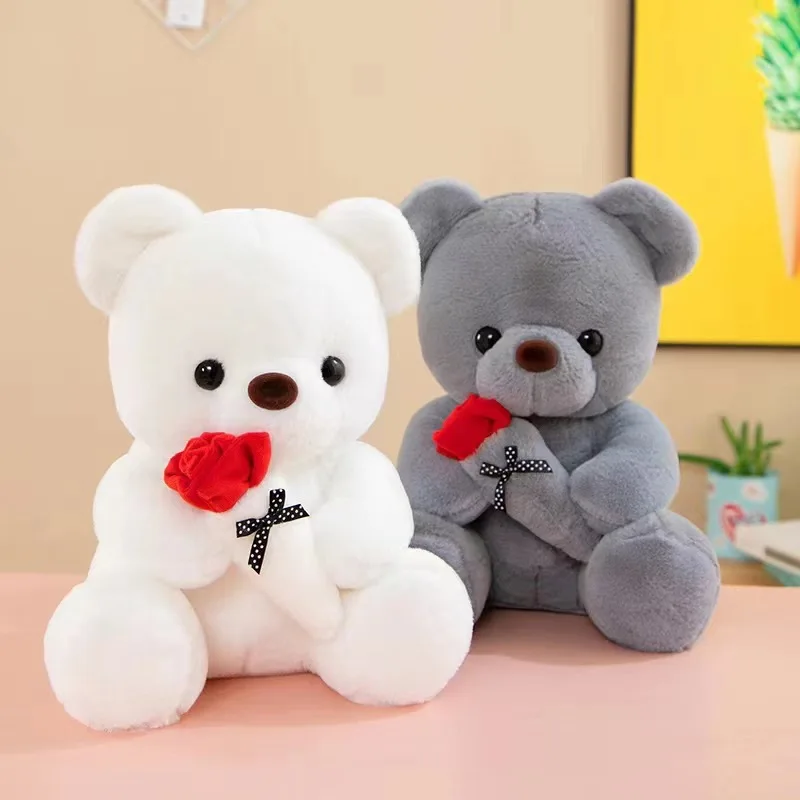 Wedding Rose Bear Plush Toy Cute Stuffed Animal Gift For Valentine's Day Anniversary And Romantic Celebration Decor_voghion.com