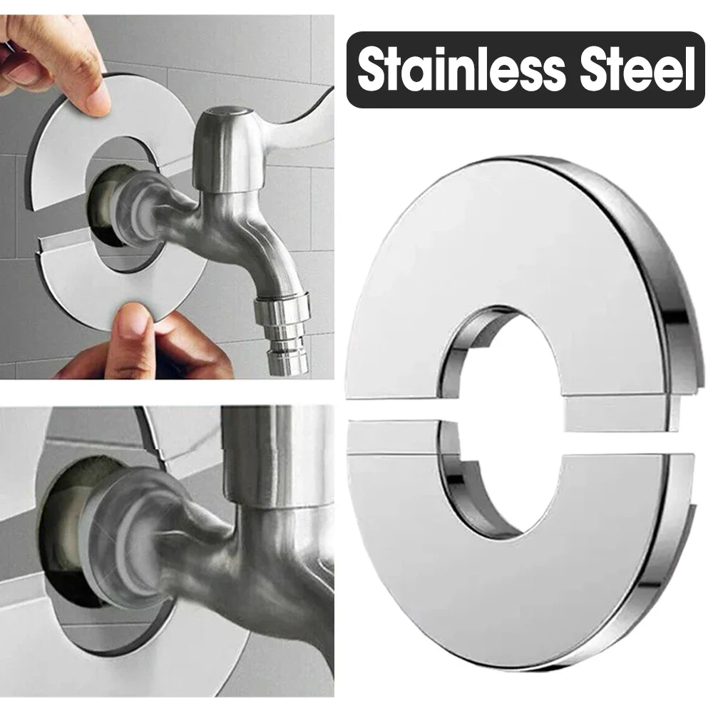 1PCSelfAdhesiveStainlessSteelFaucetDecorativeCoverShowerChrome