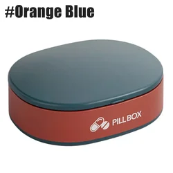 Compact Travel Pill Organizer - Portable Medicine and Vitamin Case with 6 Compartments (Orange Blue)