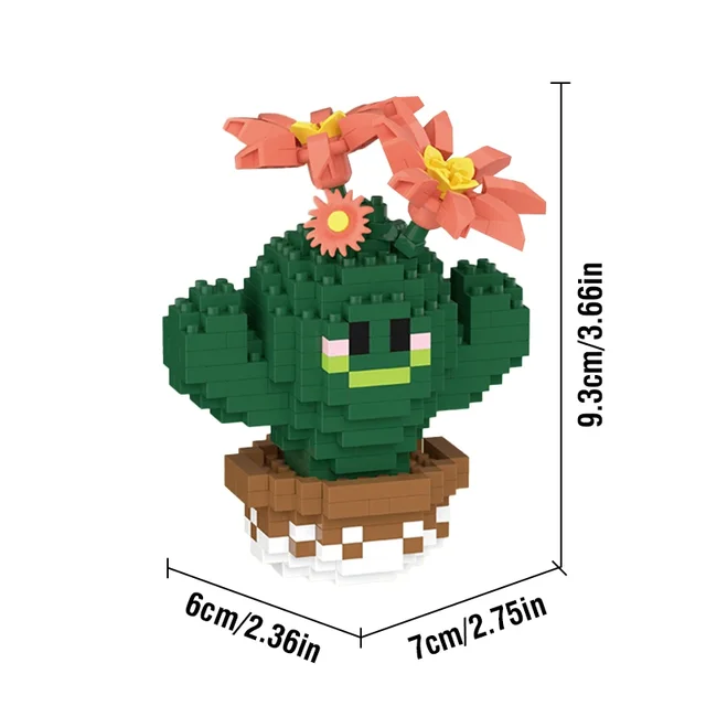 Potting Building Blocks Mini Cactus Tabletop Decoration Eternal Life Flower Succulent Pot Diy Assembling Model Children Toy Gift 6