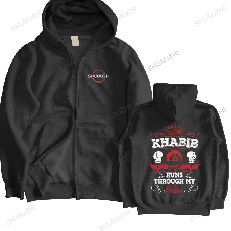 

Модная мужская куртка Khabib Nurmagomedov с капюшоном и буквенным принтом, Повседневная Толстовка, хлопковая толстовка с круглым вырезом и принтом, Повседневная молния