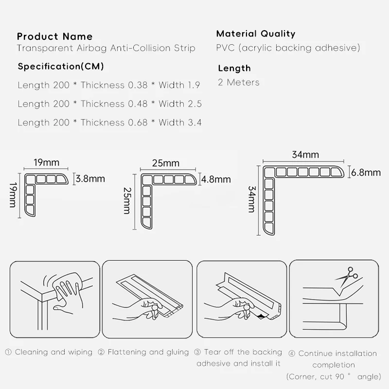 AIBEDILA Baby Protection Thickening PVC Transparent Edge Protection Strip safety Table Anti Collision Strip for Corner Drawers