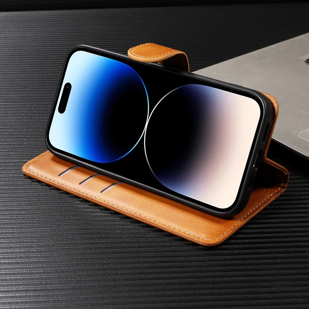Premium Magnetic Leather Wallet Case with Card Slots and Cover