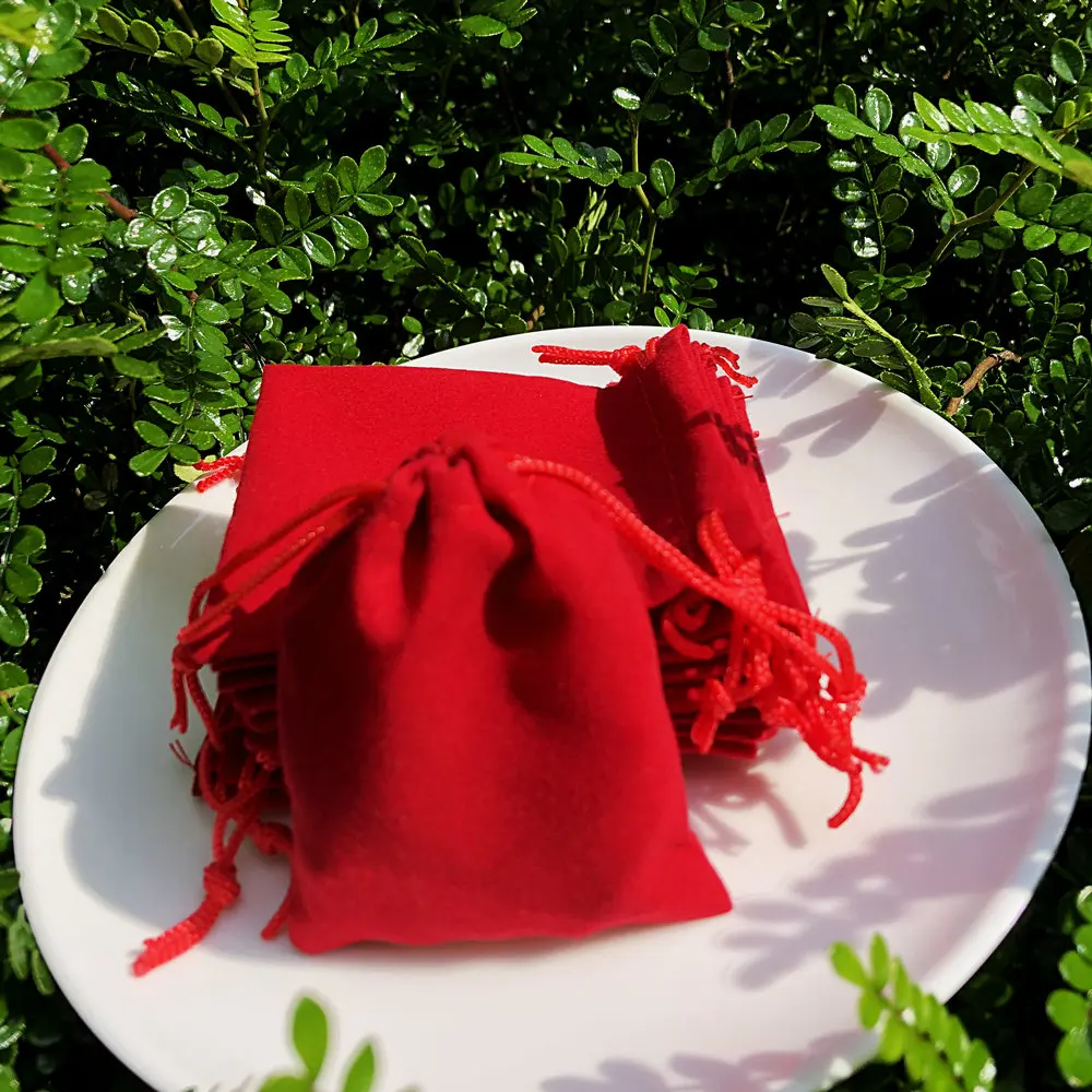 100pcs 5x7cm 7x9cm 10x12cm Velvet Drawstring Jewelry Bag - Main Image