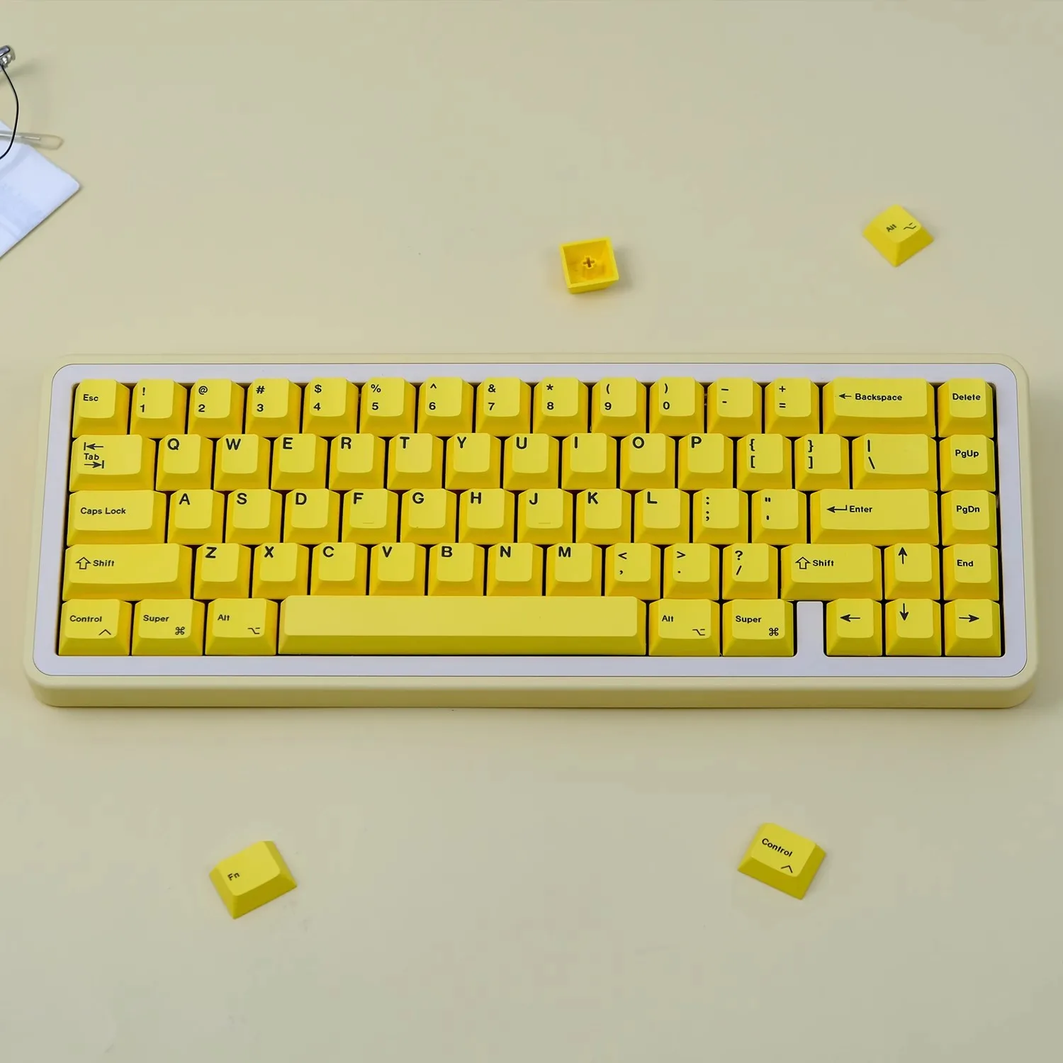 Teclado Amarelo Keycaps 155 Chaves Inglês Perfil Cereja Pbt Sublimação Dye Switch mx Teclado Mecânico Gk61 64 68 75