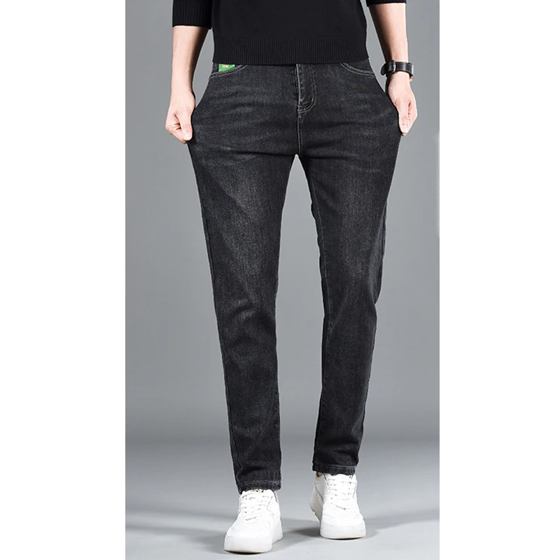 Fashion Zipper Button Pockets Casual Washed Straight Jeans Men's Clothing 2024 Spring Summer Loose All-match High Waist Trousers