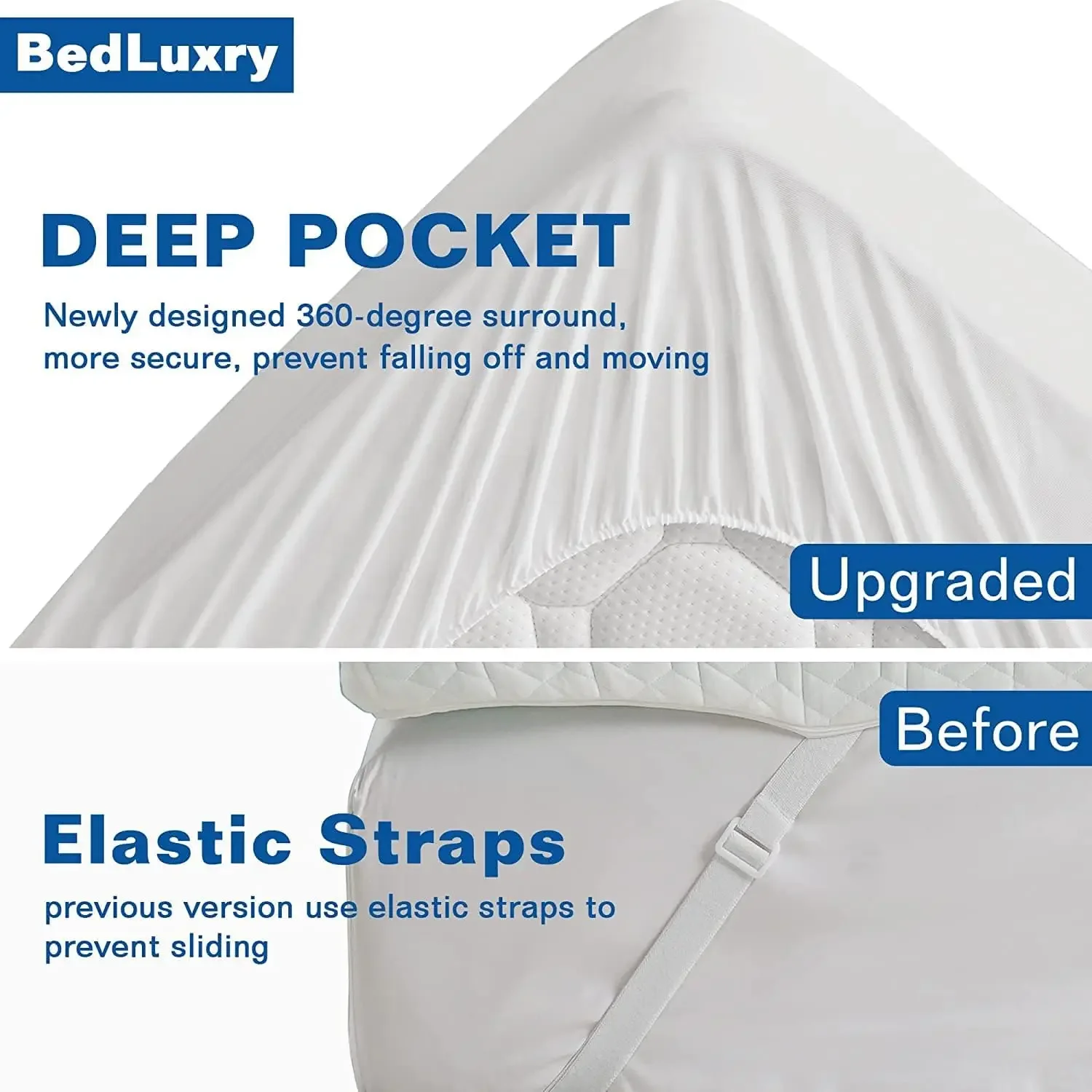 Bed Luxury Mattress Topper Memory Foam 4 Inch King Size Gel Rayon Made from Bamboo Cover Soft & Breathable
