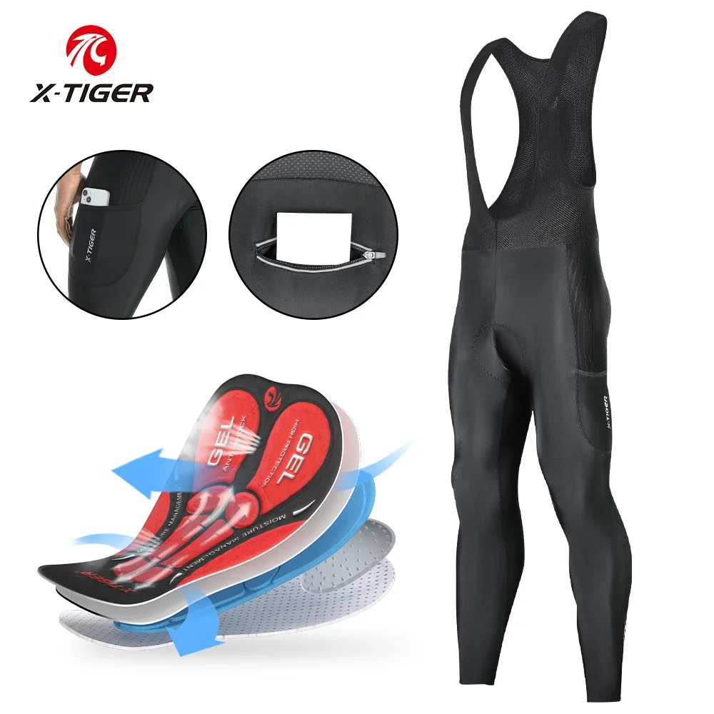 X-TIGER Men's Autumn and Summer Thin Section Road Bike Cycling Bib Trousers Men's Bib Cycling Trousers Mountain Bike