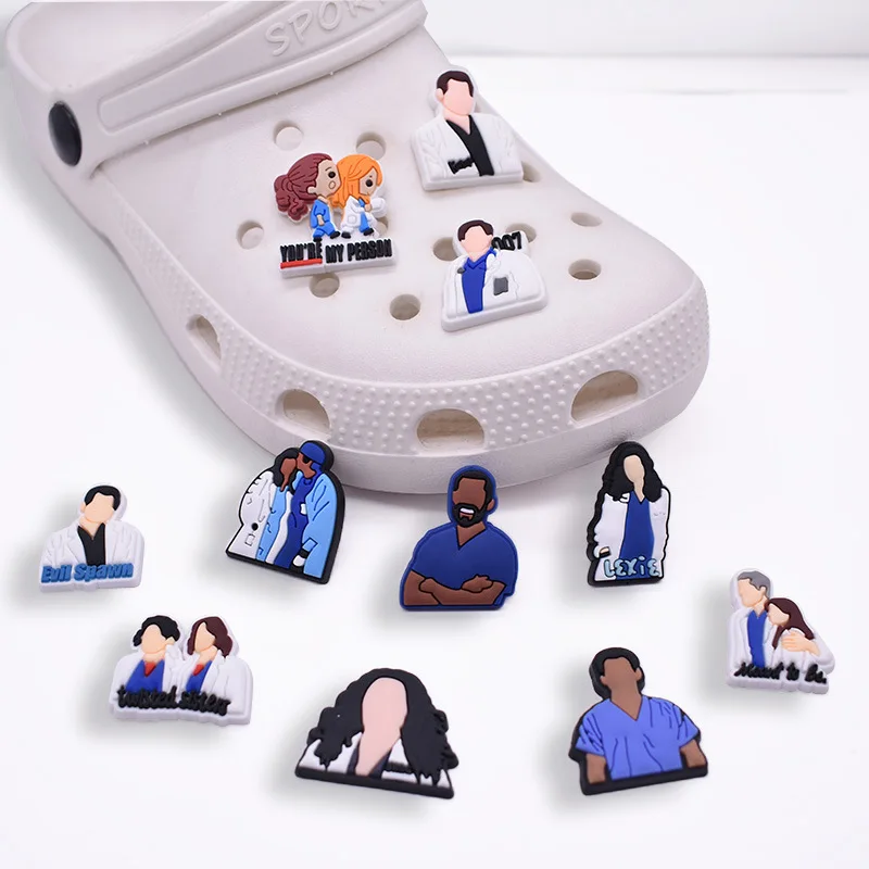 Grey's Anatomy Series Pins Croc Charms Cartoon Silicone Croc Charms Shoe Ornament PVC Garden Shoe Decoration Kids Gifts 13-pack