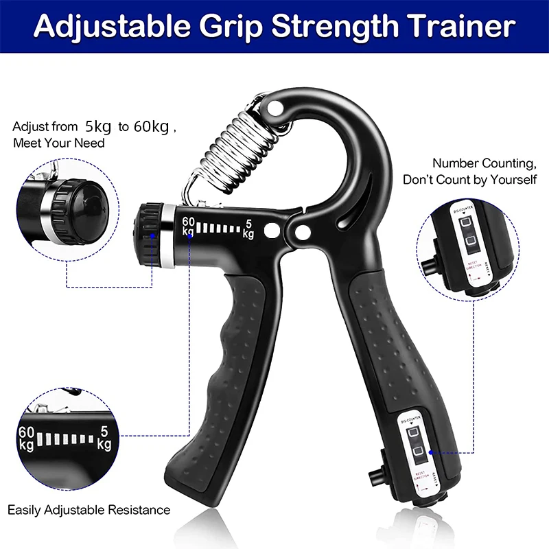 Hand Strengthener Finger Strength Trainer Finger Trainer Forearm Exerciser Hand Grip Trainers Hand Grip Exerciser Hand Trainer Wrist Exerciser Hand Exerciser 5-60Kg Heavy Gripper
