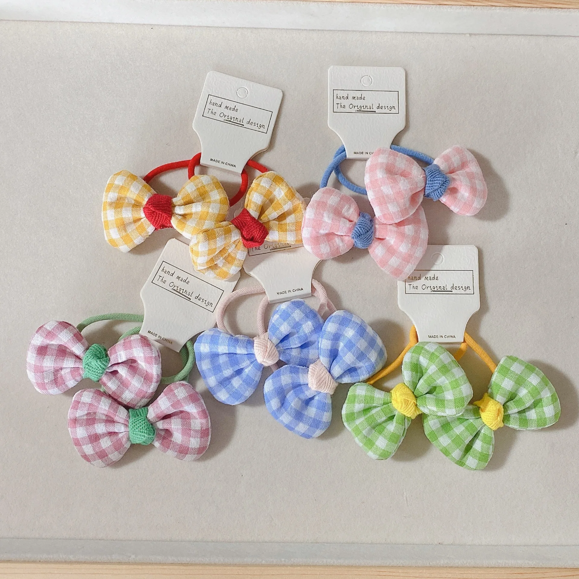 Corda de Cabelo Scrunchies para Meninas Laços de Cabelo Anéis de Corda Bonito Coreano Xadrez Arco Elasticidade Crianças Kawai Acessórios 10 Pcs 2 Phones & Accessories