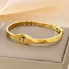 Stainless Steel Cuff Bracelets For Women Multiple Color Ellipses Square Crystal Glass Dubai Women Wedding Bangle Jewelry 6