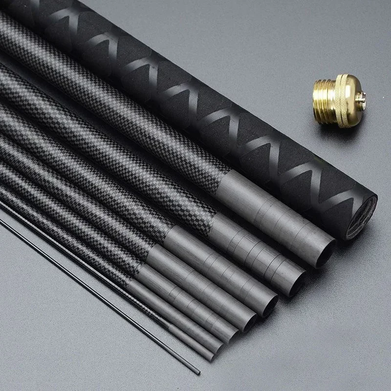 텔레스코픽 스트림로드 4.5M/5.4M/6.3M/7.2M/8M/9M/10M 탄소 저수지 연못 낚싯대 슈퍼 라이트 하드 섬유 핸드 낚시대