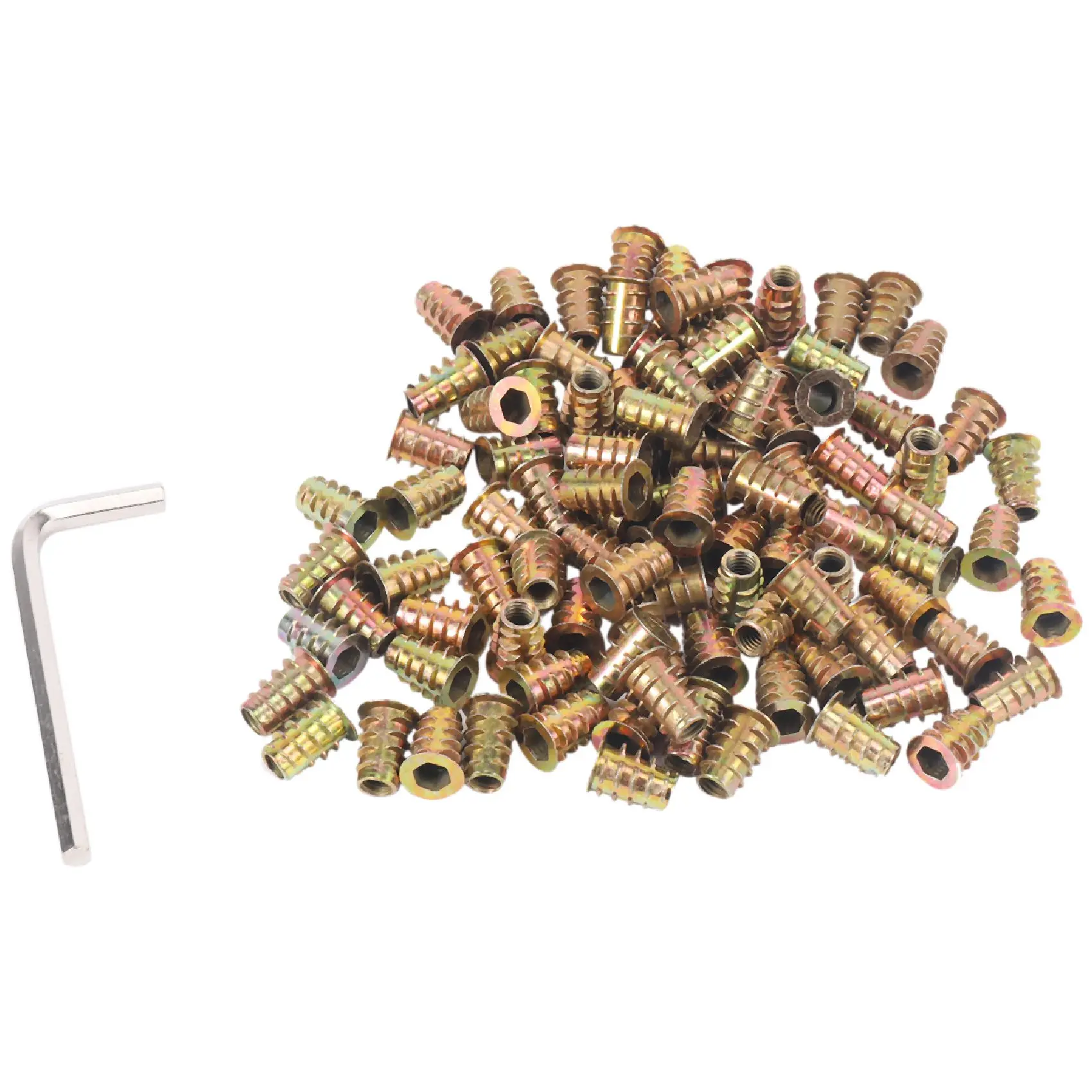 

100Pcs M6 x 15mm Furniture Screw in Nut Threaded Wood Inserts Bolt Fastener Connector Hex Socket Drive