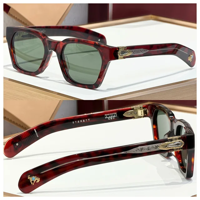   Lunettes de soleil de luxe Sterett, monture en acétate, fabriquées à la main, édition limitée, branches en forme de pagaie, qualité supérieure 1
