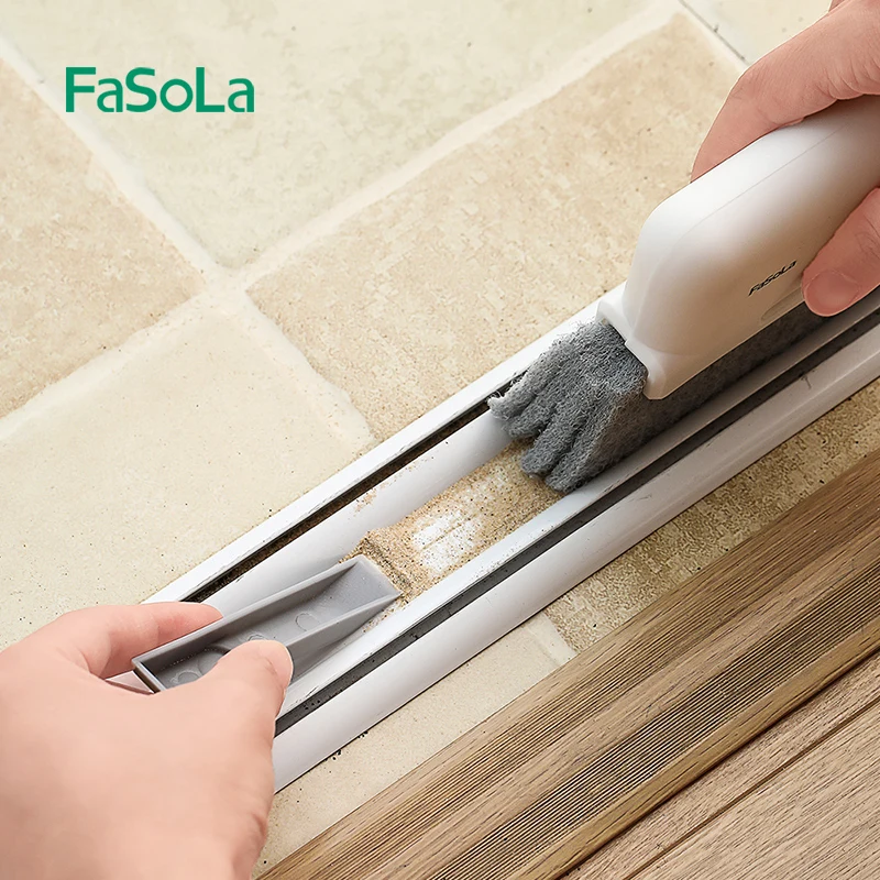 FaSoLa Window Track Cleaner Door Groove Cleaning Brush Tools Floor Gap  Cleaning Sponge Cloth Useful Things for Home