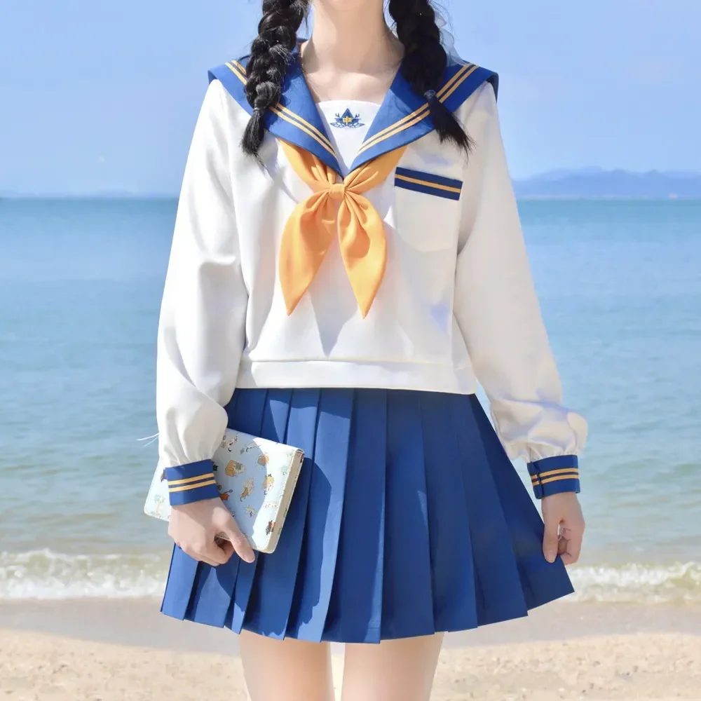 

Cos School Women Japanese Korean Suit Uniform College Sailor High Student School Girls Sailor Seifuku Pleated Outfit
