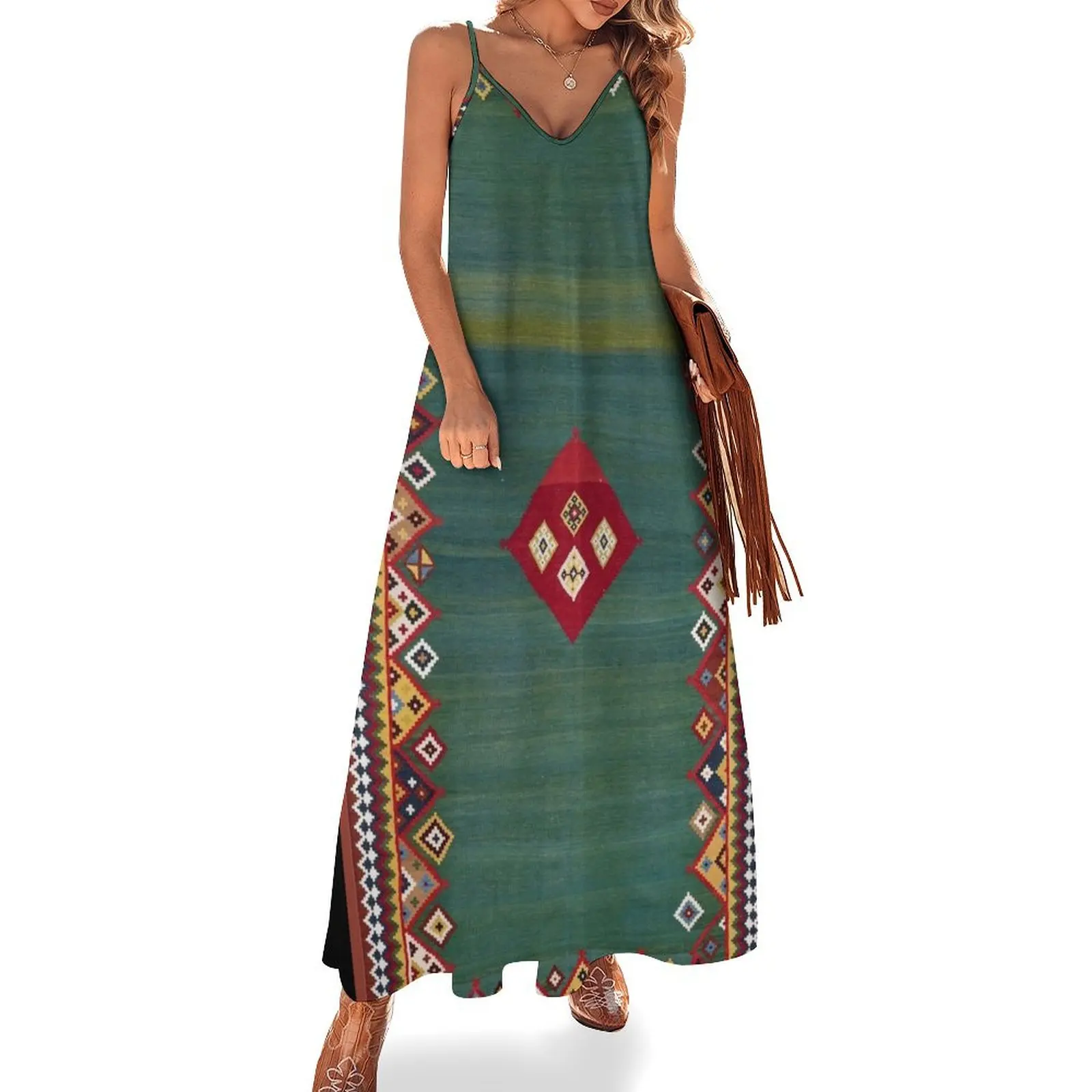 

Qashqa’i Fars Southwest Persian Kilim Print Sleeveless Dress summer dresses women 2024 luxury woman party dress