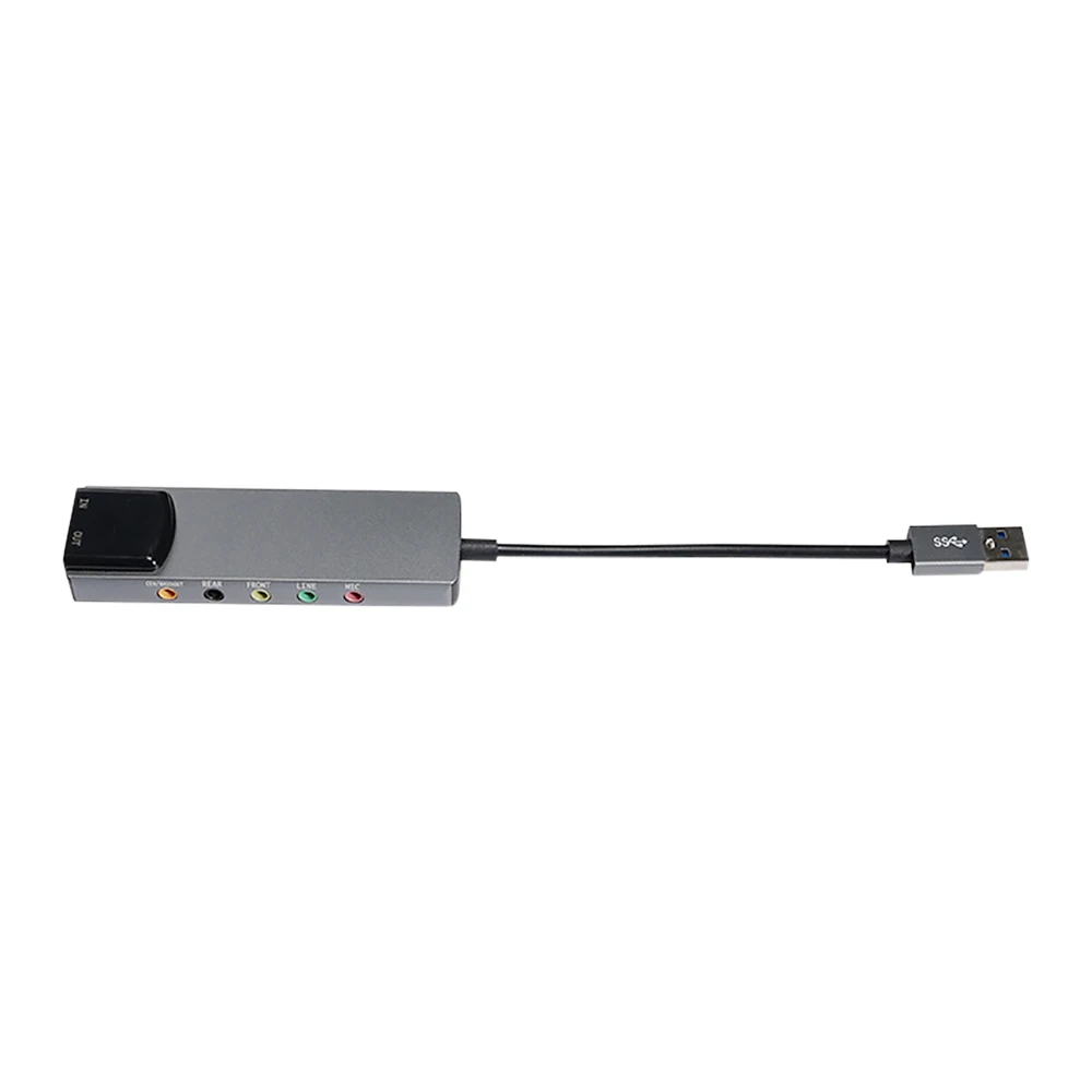 Cartão de som externo do Usb a 3.5mm, adaptador audio, para o fone de ouvido, mic, fibra ótica, função sadia misturada
