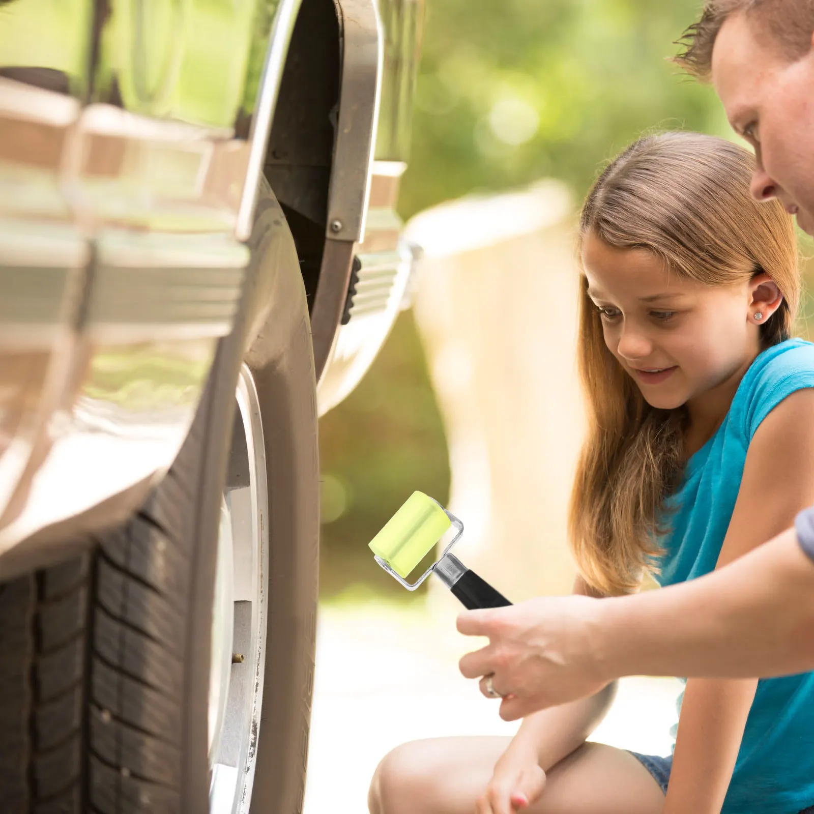 4Pcs 타이어 수리 도구 자동차 소음 감소 롤러 인체 공학적 나무 손잡이 금속 베어링 부드러운 롤링 자동 소음 감소
