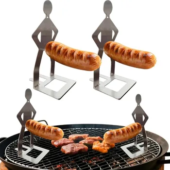 Divertente griglia in acciaio inossidabile porta salsicce per barbecue portatile all'aperto barbecue umanoide porta salsicce decorazione cucina strumento di cottura 1