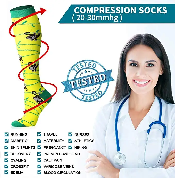Compression Stockings Cycling Socks Unisex Fit Medical Edema Diabetes Varicose Veins Running Marathon 1 PCS