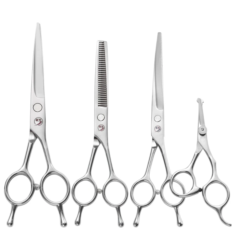 Pet Grooming Scissors Set All Steel Upturned Downward Curved Thinning Scissors 6 7 Inch Dog Teddy Hair Clippers