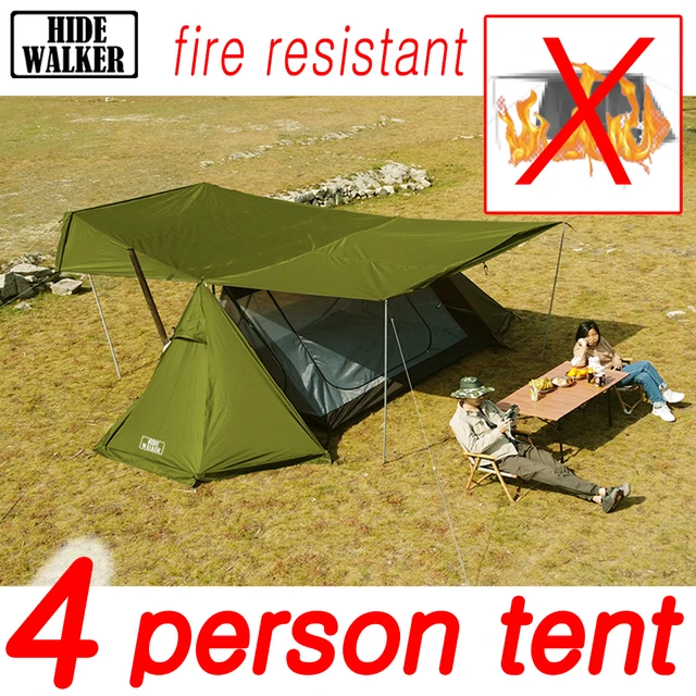 Flame Retardant Hot Tent with Stove Jack Outdoor 4 People Camping Winter  Military Heated Tent with Snow Skirt Windbreaker Tent - AliExpress