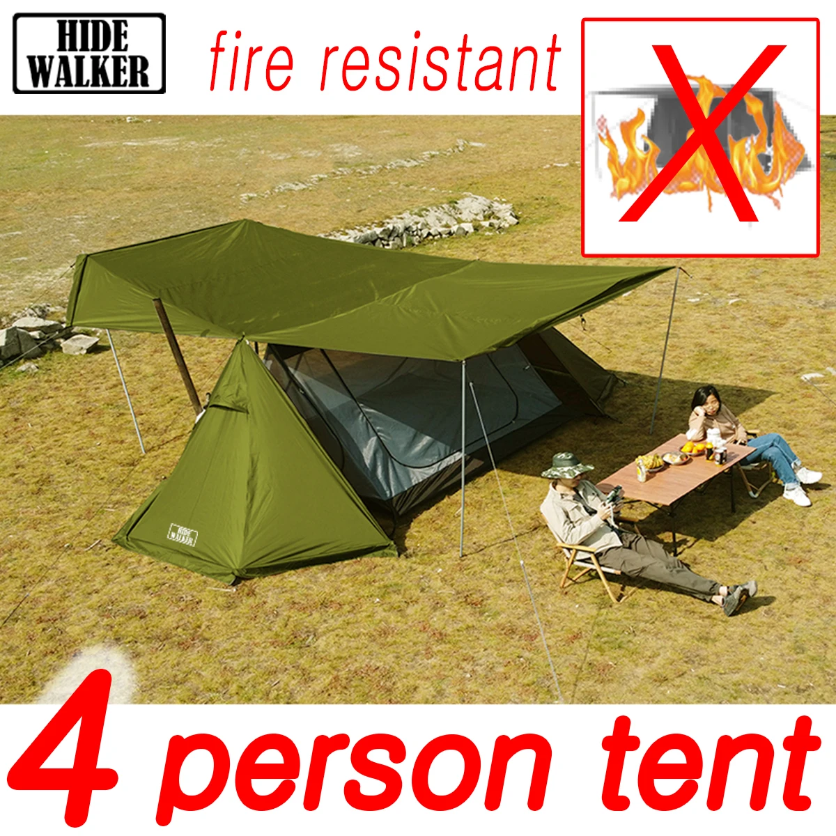 Flame Retardant Hot Tent with Stove Jack Outdoor 4 People Camping Winter  Military Heated Tent with Snow Skirt Windbreaker Tent - AliExpress