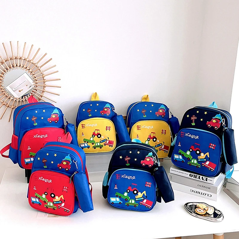 

Children's Car Schoolbag Kids Cartoon Backpack With Pencil Bag Kindergarten Primary School Backpacks Waterproof Bookbag