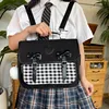 Japanese Backpack Bow Messenger Bag Student Checkerboard  Shoulder Bag For Teenagers Girls Backpack 6