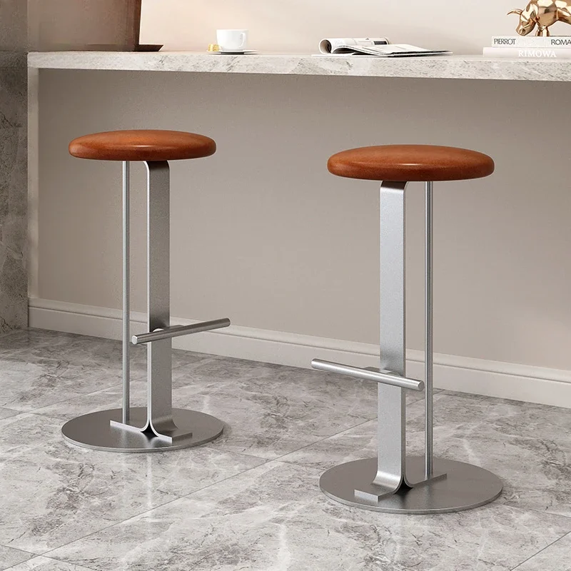 High-End Restaurant Chairs, Bar Stool, Leather Cushion, Counter Seat, Stable Base, Luxury, Designer, High-End, Home Furniture